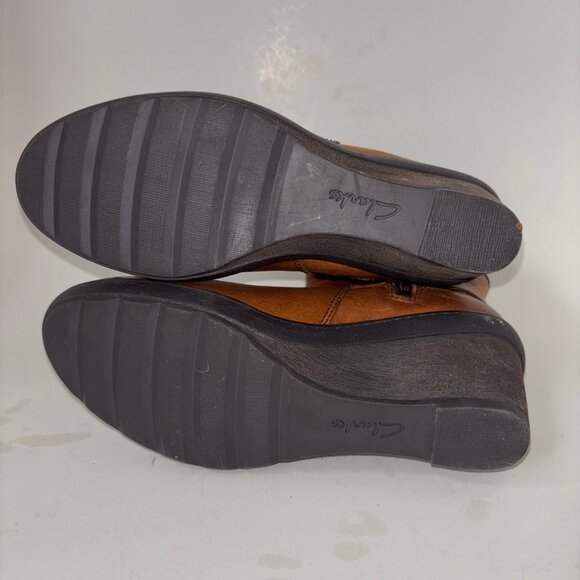 Clarks Boots Women's 7 Natira Kit GTX Wedge Ankle Booties Brown Leather Gore-Tex - Picture 4 of 14